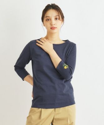 【コットン１００％／袖刺繍】ボートネックカットソー（２００２３３６９６３）