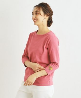 【コットン１００％／袖刺繍】ボートネックカットソー（２００２３３６９６３）