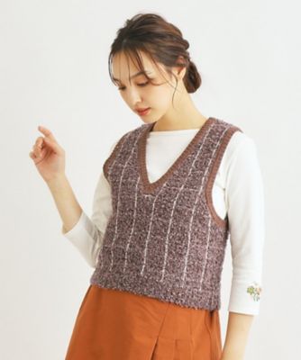 LAURA ASHLEY/ローラ アシュレイ 【ミックス糸／洗える】ツイードニットベスト（２００２３３６９６６）