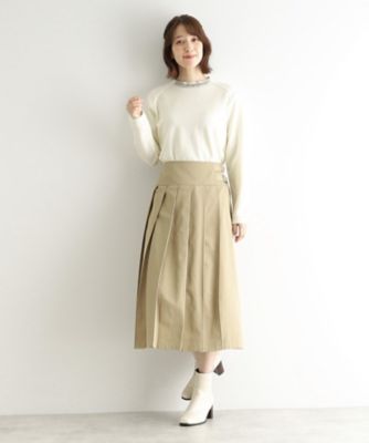 コットン混チノ素材】ラッププリーツスカート