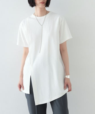 大好き UN3D 38】ホワイトロングTシャツスリット トップス