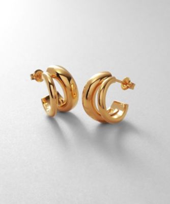 ＜COCOHNIK ONKITSCH (Women)＞シルバー　スモールフープ　ダブルプランプピアス　ＧＰ（２００２３３７２３９）