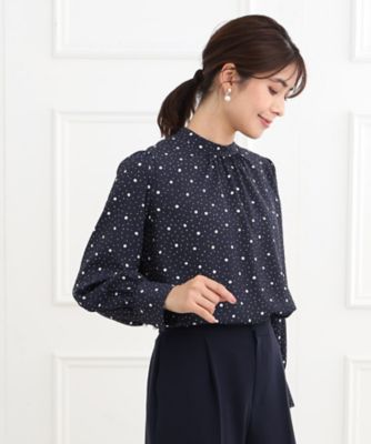 新品♡タグ付き♡袖リボンドットチュールティアードトップス♡ネイビー 新品♡タグ付き♡袖リボンドットチュールティアードトップス