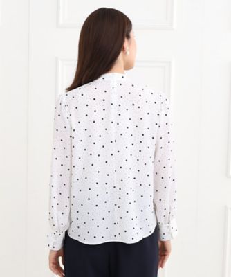 Reflect / リフレクト 【夏SALE／フォーマル/マシンウォッシュ可】ドットプリントブラウス 夏SALE／フォーマル／マシンウォッシュ可】ドットプリント