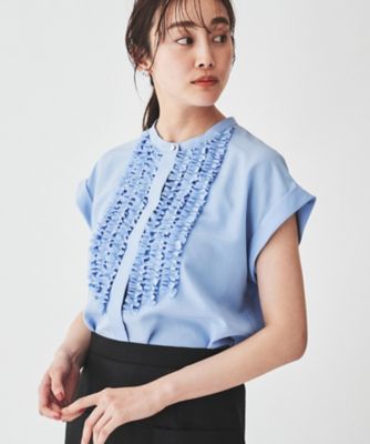 クリスマスファッション 新色カラー追加！！【華やか／夏ブラウス】半袖フリルブラウス 服、靴