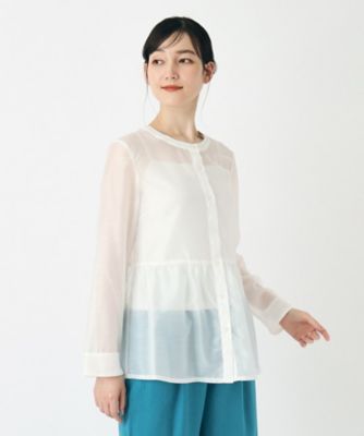 ＜LAURA ASHLEY＞【大人気につき追加！洗える／シアー／羽織に使える】ペプラムブラウス（２００２３３８４１５）