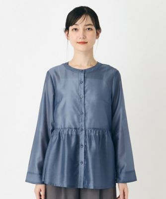 【大人気につき追加！洗える／シアー／羽織に使える】ペプラムブラウス（２００２３３８４１５）