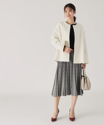 【日本製】柔らく軽い！上品で女性らしいノーカラーコート（２００２３３９４２０）