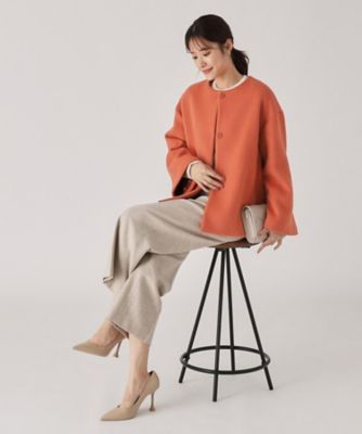 【日本製】柔らく軽い！上品で女性らしいノーカラーコート（２００２３３９４２０）
