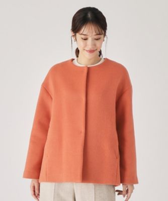 【日本製】柔らく軽い！上品で女性らしいノーカラーコート（２００２３３９４２０）