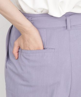 美シルエット／スタイルUP】ベルト付テーパードパンツ／洗える