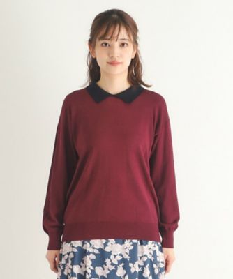 【４ｃｏｌｏｒｓ／Ｌサイズあり／コットン混／クレリックデザインあり】プルオーバーニット（２００２３４５０３５）