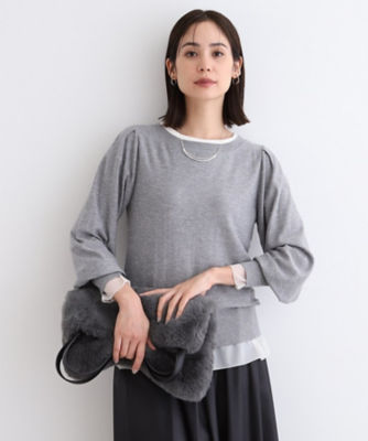 ＜INDIVI (Women)＞【洗える／スパンコール】パフスリーブニット（２００２３４５１０８）