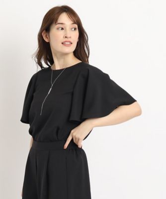 【洗える／日本製／シワになりにくい／清涼感／セットアップ可】オンオフ活躍する、大人フリルブラウス（２００２３４６７２８）