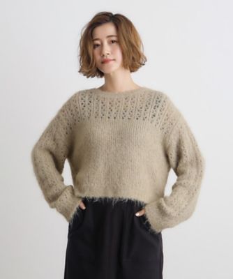 透かし編みクロップドニット（2002346914） | GROVE (Women
