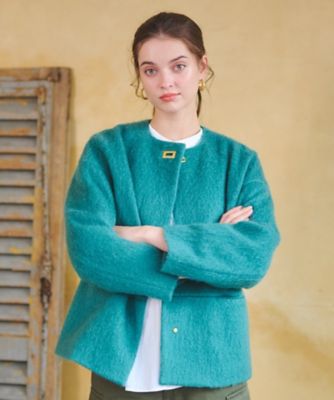 【大人百花冬号掲載　モデル美香さん着用】モヘヤ混シャギーミニマルショートコート（２００２３４７６７４）