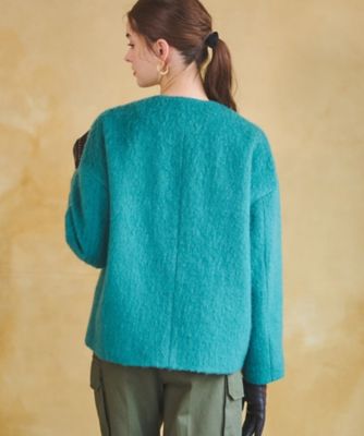 【大人百花冬号掲載　モデル美香さん着用】モヘヤ混シャギーミニマルショートコート（２００２３４７６７４）