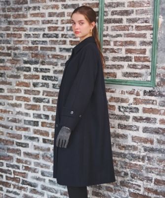 【大人百花冬号掲載　モデル美香さん着用】Ｓｕｐｅｒ１１０ｓウールＡラインステンカラーコート（２００２３４７７１３）