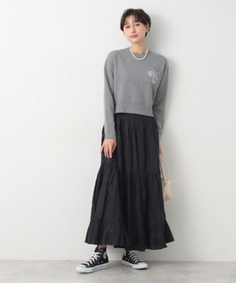 【洗える】ロゴジャカードショート丈ニット（ＸＳ～Ｌ）（２００２３４８９２１）
