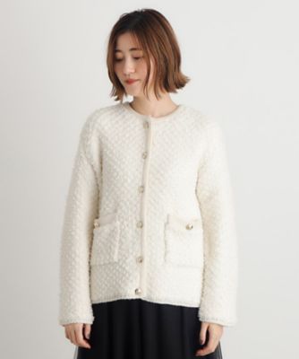 fashfren ツイードライクロングニットジャケット ツイードライクロングニットジャケット - SOÉJU online store
