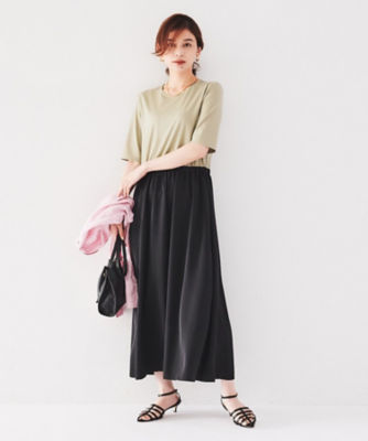 【美品】UNTITLED 46 2024ss 異素材ドッキングワンピース BLK 異素材ドッキングワンピース[品番：TRIW0003908]｜CORNERS