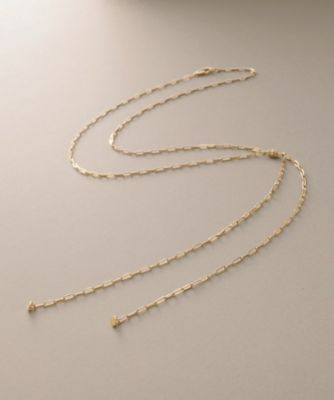 ＜COCOSHNIK (Women)＞Ｋ１８ダイヤモンド　中空プリム縦溝クラスプ　Ｙネックレス（２００２３５０６７２）