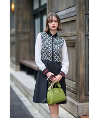 ドレステリア オーバーラップサークルコンビワンピース　ベージュ otonaMUSE11月号掲載】オーバーラップサークルシャツ