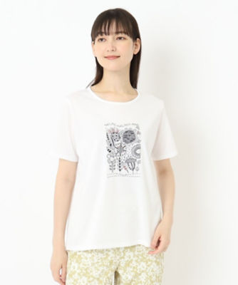 【フェミニン×快適♪】LV ★ クレストモチーフ Tシャツ 花柄刺繍フェミニンTシャツ（2002351418） | CORDIER