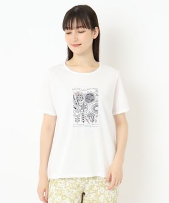 花柄刺繍フェミニンＴシャツ（２００２３５１４１８）