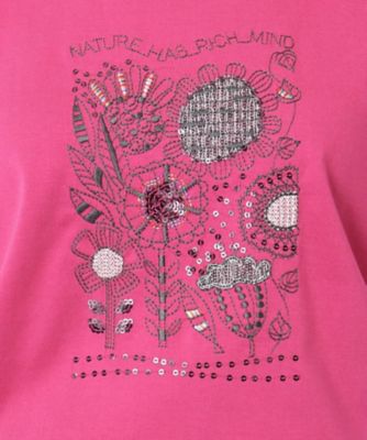 花柄刺繍フェミニンＴシャツ（２００２３５１４１８）