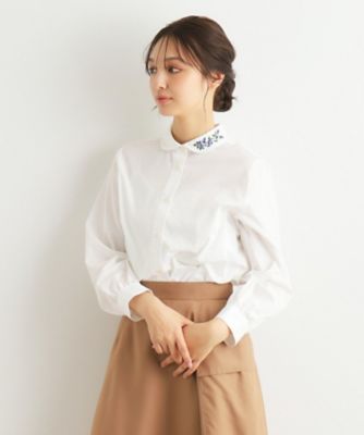 LAURA ASHLEY/ローラ アシュレイ 【襟刺繍】ラウンドカラーブラウス(2002352289)