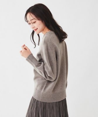 ラムウールカシミヤ パフスリーブプルオーバーニット