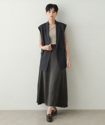 サテンナローフレアスカート【洗濯機洗い可】（2002363417