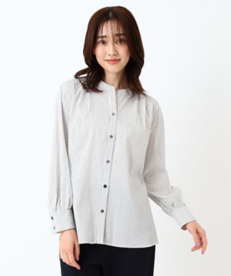 ＜CORDIER (Women)＞【Ｍ～４Ｌサイズ／ストレッチ】ラブリエストライプシャツ（２００２３６４５５０）