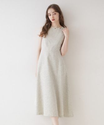 美シルエット・上品ワンピ】エンブロネック ツイードワンピ