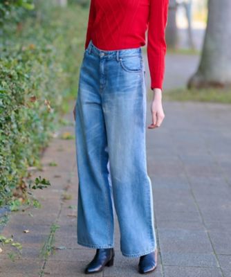 【大人百花春号掲載　モデル美香さん着用】ヴィンテージ加工ワイドデニムパンツ（２００２３６５４０６）
