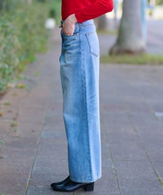 【大人百花春号掲載　モデル美香さん着用】ヴィンテージ加工ワイドデニムパンツ（２００２３６５４０６）
