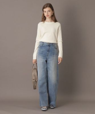 【大人百花春号掲載　モデル美香さん着用】ヴィンテージ加工ワイドデニムパンツ（２００２３６５４０６）