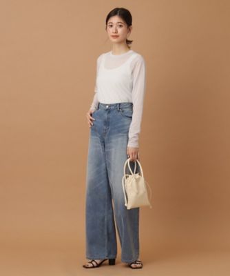 【大人百花春号掲載　モデル美香さん着用】ヴィンテージ加工ワイドデニムパンツ（２００２３６５４０６）
