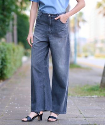 【大人百花春号掲載　モデル美香さん着用】ヴィンテージ加工ワイドデニムパンツ（２００２３６５４０６）