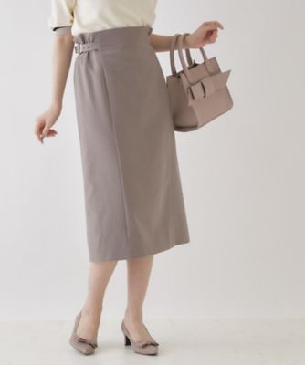 縦ラインでほっそり見え】Iライン脇ベルトスカート