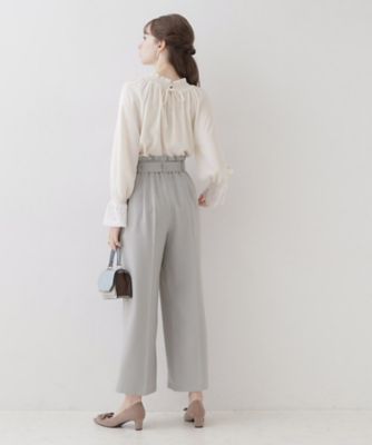 ほんのりハイウエスト・スッキリ見え】サス付きリボンワイドパンツ