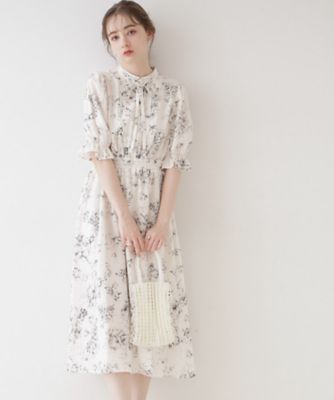 ＜COUTURE BROOCH (Women)＞【オトナのためのクラシカルワンピ】花柄５分袖ワンピース（２００２３６６１００）