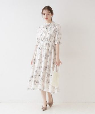 オトナのためのクラシカルワンピ】花柄5分袖ワンピース