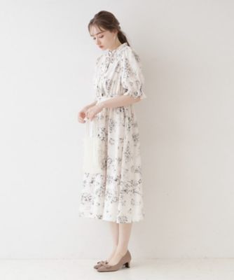 オトナのためのクラシカルワンピ】花柄5分袖ワンピース