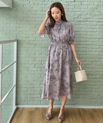 オトナのためのクラシカルワンピ】花柄5分袖ワンピース