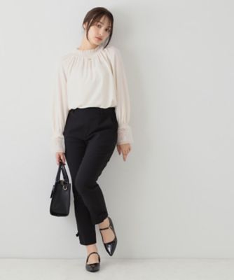 【ラクチンきれい見えパンツ】裾リボン裏起毛ハイパーパンツ（２００２３６８３１８）