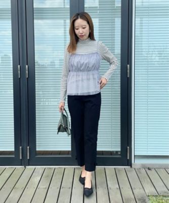 【ラクチンきれい見えパンツ】裾リボン裏起毛ハイパーパンツ（２００２３６８３１８）