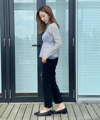 【ラクチンきれい見えパンツ】裾リボン裏起毛ハイパーパンツ（２００２３６８３１８）