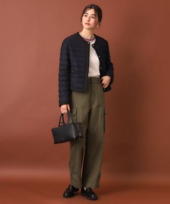 ◇【上品／軽量】ノーカラーショートライトダウン